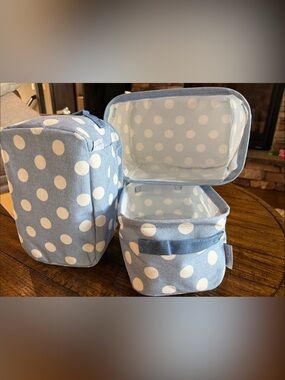 Polka Dot Insulated Lunch Bag - Light Blue
